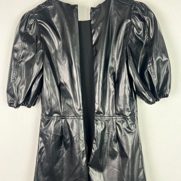 NWT Endless Rose PU Puff Sleeve Mini Dress Faux Leather Black Size XS NEW - Picture 14 of 14